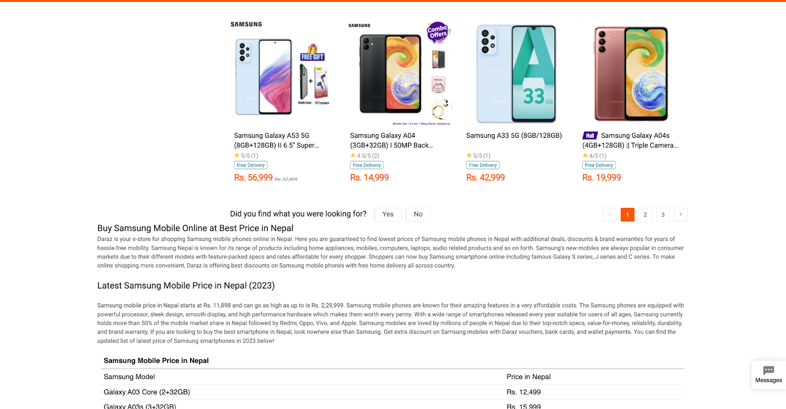 content optimized brand page of daraz