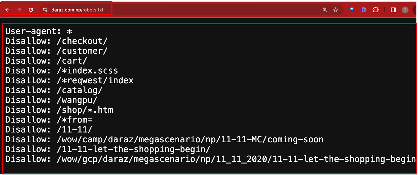 robots txt of daraz